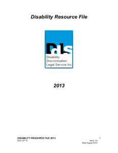 Disability Resource File[removed]DISABILITY RESOURCE FILE 2013 DOC CP 13