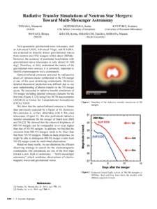 Radiative Transfer Simulations of Neutron Star Mergers: Toward Multi-Messenger Astronomy TANAKA, Masaomi 
