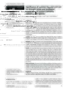 Significance of summer fog and overcast for drought stress and ecological functioning of coastal California endemic plant species