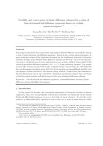 Stability and convergence of finite difference schemes for a class of time-fractional sub-diffusion equations based on certain superconvergence ✩ Guang-Hua Gaoa , Hai-Wei Sunb,∗, Zhi-Zhong Sunc a