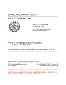 ZONING RESOLUTION  Web Version THE CITY OF NEW YORK THE CITY OF NEW YORK