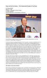 Peace and the 21st Century -- The Fundamental Principle of True Peace - Sun Myung Moon - March 27, 1994