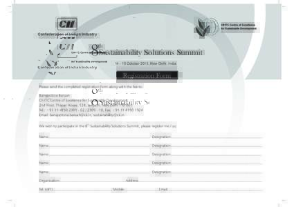 Confederation of Indian Industry  th 8Sustainability Solutions SummitOctober 2013, New Delhi, India