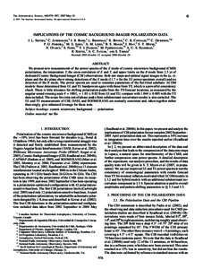 A  The Astrophysical Journal, 660:976–987, 2007 May 10 # 2007. The American Astronomical Society. All rights reserved. Printed in U.S.A.  IMPLICATIONS OF THE COSMIC BACKGROUND IMAGER POLARIZATION DATA