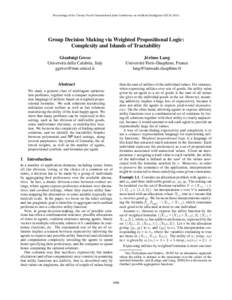 Group Decision Making via Weighted Propositional Logic: Complexity and Islands of Tractability