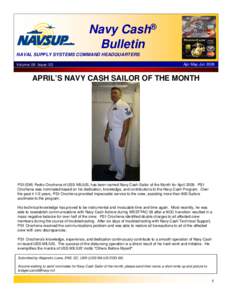 Navy Cash® Bulletin NAVAL SUPPLY SYSTEMS COMMAND HEADQUARTERS Volume: 06 Issue: 03  Apr-May-Jun 2009