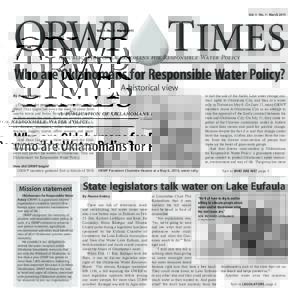 Vol. 1 · No. 1 · MarchA publication of Oklahomans for Responsible Water Policy Who are Oklahomans for Responsible Water Policy? A historical view