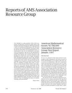 Reports of AMS Association Resource Group The AMSARG is a subcommittee of the AMS Committee on Education, chaired by Roger Howe and charged with representing the AMS to the National Council of Teachers of Mathematics (NC