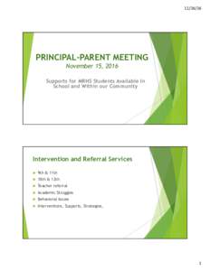 PRINCIPAL-PARENT MEETING November 15, 2016 Supports for MRHS Students Available In School and Within our Community