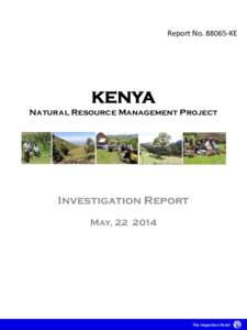 Report NoKE  KENYA Natural Resource Management Project  Investigation Report