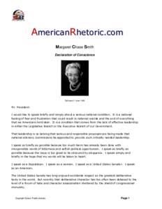 AmericanRhetoric.com Margaret Chase Smith Declaration of Conscience Delivered 1 June 1950