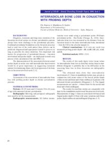 Journal of IMAB - Annual Proceeding (Scientific Papers) 2008, book 2  INTERRADICILAR BONE LOSS IN CONJUCTION WITH PROBING DEPTH Chr. Popova, A. Mlachkova, D. Emilov Department of Periodontology