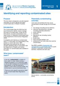 CONTAMINATED SITES FACT SHEET 1  Identifying and reporting contaminated sites