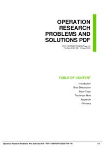 OPERATION RESEARCH PROBLEMS AND SOLUTIONS PDF PDF-11ORPASP7COUS | Page: 48 File Size 2,045 KB | 15 Aug, 2016
