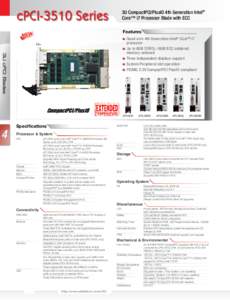 cPCI-3510 Series  3U CompactPCI/PlusIO 4th Generation Intel® Core™ i7 Processor Blade with ECC Features