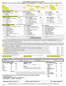 LHSAA MEDICAL HISTORY EVALUATION IMPORTANT: This form must be completed annually, kept on file with the school, & is subject to inspection by the Rules Compliance Team. Please Print Name:_________________________________