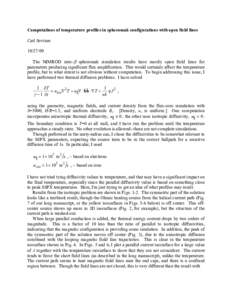 Computations of temperature profiles in spheromak configurations with open field lines