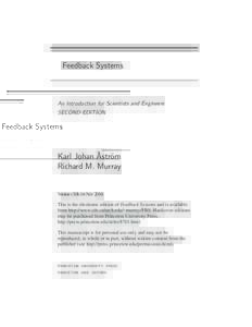 Feedback Systems  An Introduction for Scientists and Engineers SECOND EDITION  Karl Johan ˚