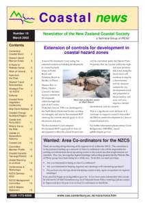Coastal news Number 19 March 2002 Newsletter of the New Zealand Coastal Society a Technical Group of IPENZ