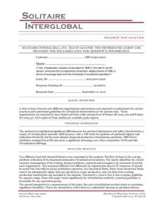 Solitaire Interglobal REQUEST FOR ANALYSIS SOLITAIRE INTERGLOBAL LTD. HAS EVALUATED THE REFERENCED QUERY AND PROVIDED THE ENCLOSED DATA FOR QUERENT’S INFORMATION.
