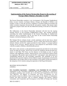 Implementation of the Eastern Partnership: Report to the meeting of Foreign Ministers, November 23, 2010
