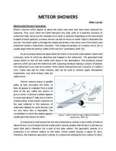 METEOR SHOWERS   Mike Luciuk  Meteoroid Stream Formation 