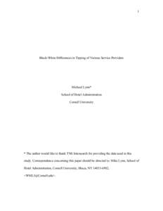 Black-White Differences in Tipping: A Replication and Extension