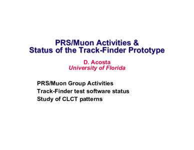 PRS/Muon Activities & Status of the Track-Finder Prototype D. Acosta University of Florida PRS/Muon Group Activities Track-Finder test software status