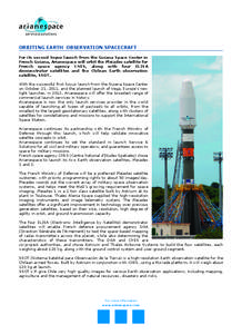 DP_ VS02_GB_DP_ VS02_GB[removed]:38 Page1  ORBITING EARTH OBSERVATION SPACECRAFT For its second Soyuz launch from the Guiana Space Center in French Guiana, Arianespace will orbit the Pleiades satellite for French spac