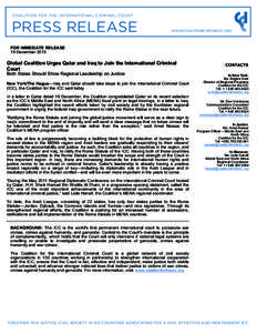COALITION FOR THE INTERNATIONAL CRIMINAL COURT  PRESS RELEASE WWW.COALITIONFORTHEICC.ORG