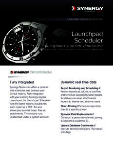 LAUNCHPAD SCHEDULER DATA SHEET  Launchpad Scheduler  put dynamic real time data to use