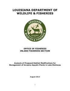 LOUISIANA DEPARTMENT OF WILDLIFE & FISHERIES OFFICE OF FISHERIES INLAND FISHERIES SECTION
