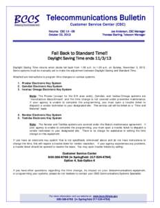 Telecommunications Bulletin Customer Service Center (CSC) Volume: CSC[removed]October 23, 2013