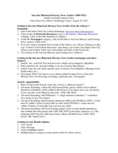 Microsoft Word - San Jose Historical Mercury News Archive Class Outline 2013.doc