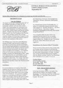 Central Bureau Intelligence Corps - Association Newsletter  September 07 CENTRAL BUREAU INTELLIGENCE CORPS ASSOCIATION