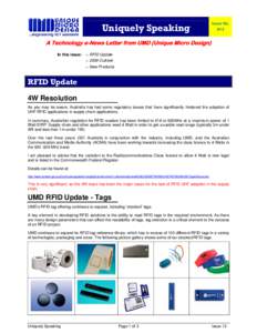Microsoft Word - DRAFT Uniquely Speaking Issue 13 - RFID Update.doc