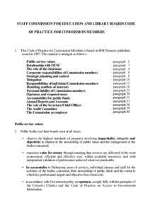 STAFF COMMISSION FOR EDUCATION AND LIBRARY BOARDS CODE OF PRACTICE FOR COMMISSION MEMBERS