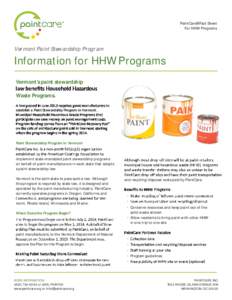 PaintCare® Fact Sheet For HHW Programs