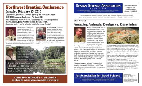DESIGN SCIENCE ASSOCIATION  Northwest Creation Conference newsletter