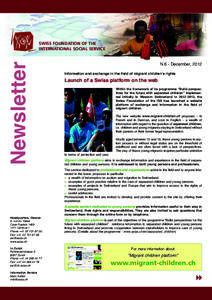 Newsletter  SWISS FOUNDATION OF THE INTERNATIONAL SOCIAL SERVICE  N.6 - December, 2012