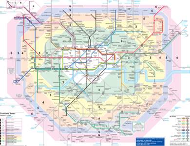 Tubes, trams and trains Travelcard zones map