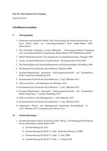Prof. Dr. Max-Emanuel Geis, Erlangen StandSchrifttumverzeichnis I.
