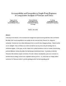 Accountability and Inequality in Single-Party Regimes: A Comparative Analysis of Vietnam and China Regina Abrami