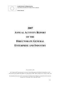 EUROPEAN COMMISSION ENTERPRISE AND INDUSTRY DIRECTORATE-GENERAL Director-General  2007