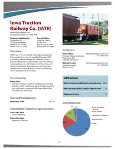 Iowa Traction Railway Co. (IATR) www.progressiverail.com Emergency number: [removed]Corporate headquarters Progressive Rail