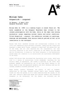 Media Release Aarau in January 2015 Miriam Cahn körperlich – corporel 24 January – 12 April 2015