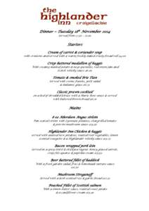 Dinner menu - Nov