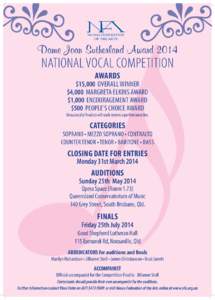 NOOSA FEDERATION OF THE ARTS Dame Joan Sutherland AwardNATIONAL VOCAL COMPETITION