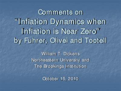Comments on  “Inflation Dynamics when Inflation is Near Zero”  by Fuhrer, Olivei and Tootell