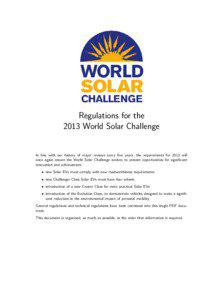 Regulations for the 2013 World Solar Challenge